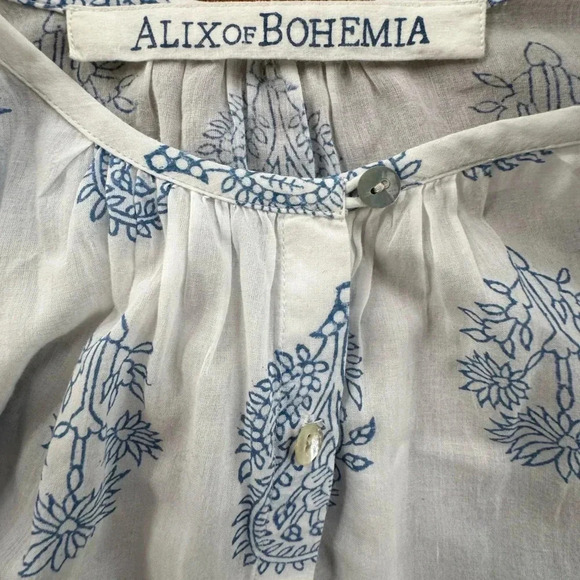 Alix Of Bohemia “Anna” Shirt In Lapis Bloom White/Blue Size Small EUC! - Picture 14 of 15